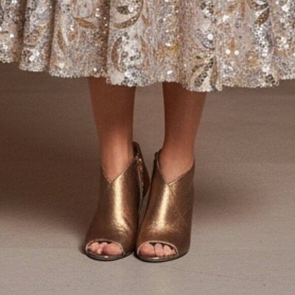 Franco Sarto Ankle Booties 3" heel gold size 6M - Picture 1 of 12